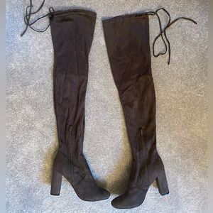 Thigh High Grey Heel Boots